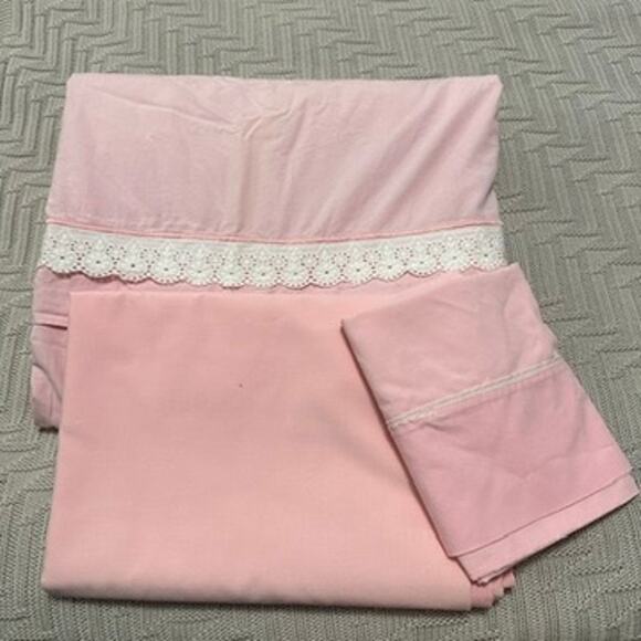 Vintage 60s twin pink duvet cover and sheet set